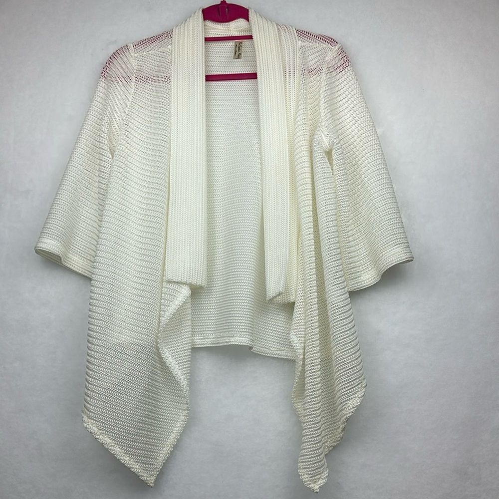 White Lace Relaxed Lightweight Open Cardigan/Shaw Sz L